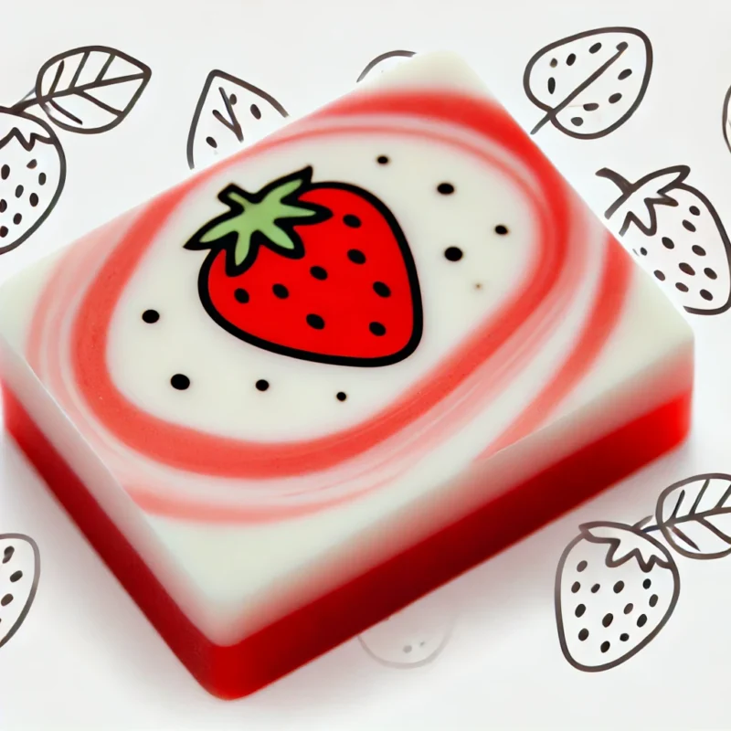 Sweet Strawberry soap, handmade soap, strawberry soap, fruity soap, natural soap, vegan soap, summer soap, seasonal soap, exfoliating soap, moisturizing soap, aloe vera soap, Kaolin clay soap, Illite clay soap