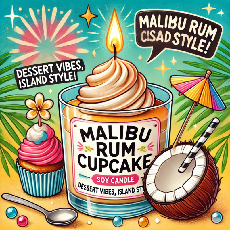 Malibu Rum Cupcake Hand-Poured Soy Candle by Little Peach Gifts